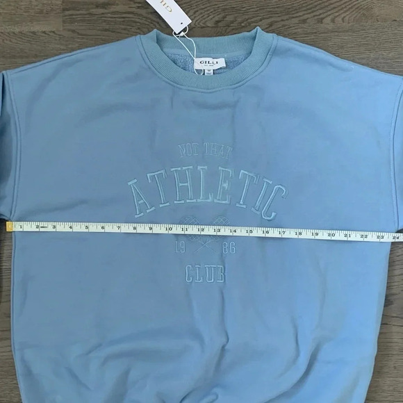 Gilli Not That Athletic Club Embroidered Sweatshirt - Size‎ M - Blue - NWT - Picture 8 of 11